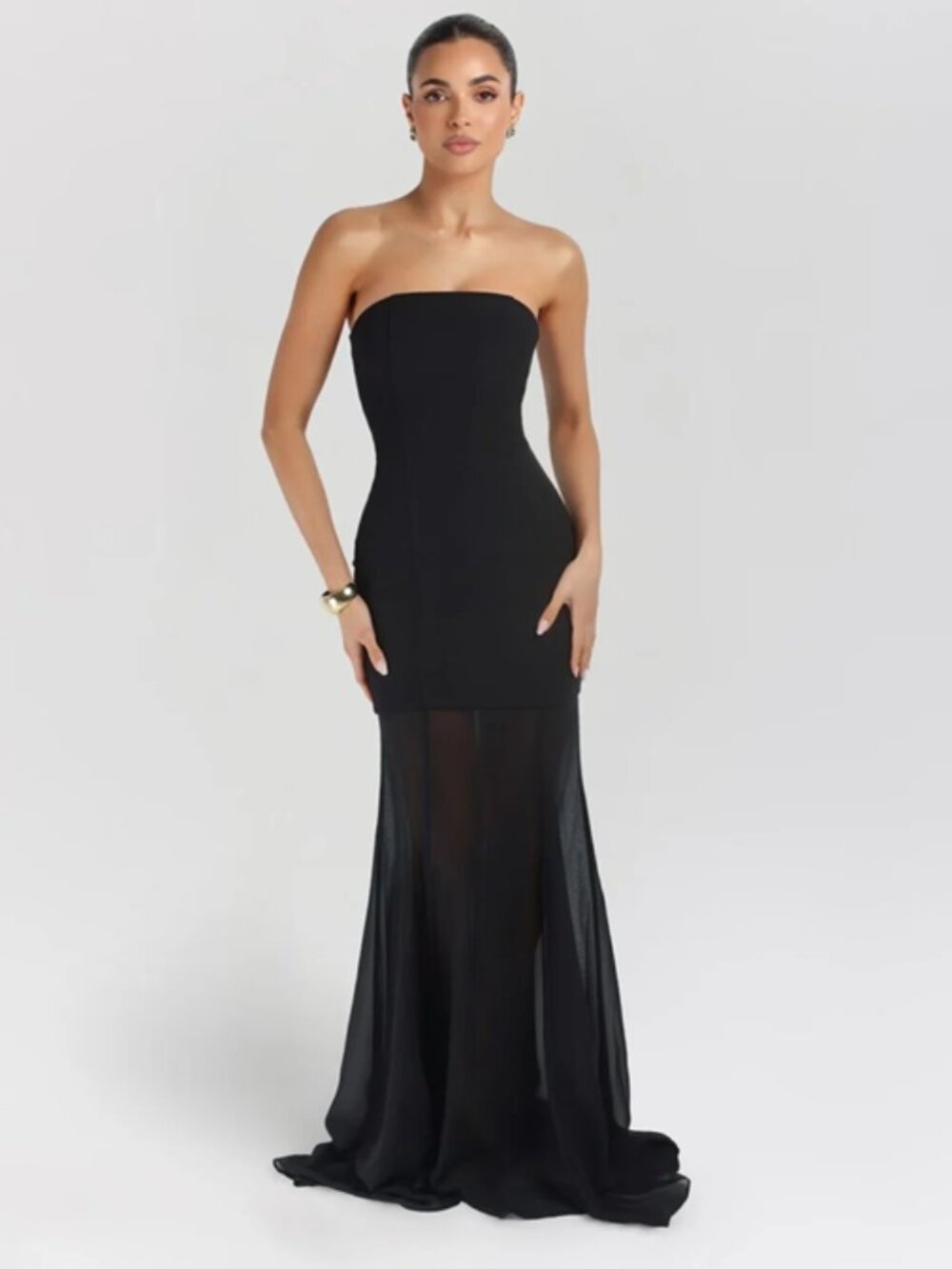 Strapless Black Prom Gown - Elegant Mermaid Silhouette